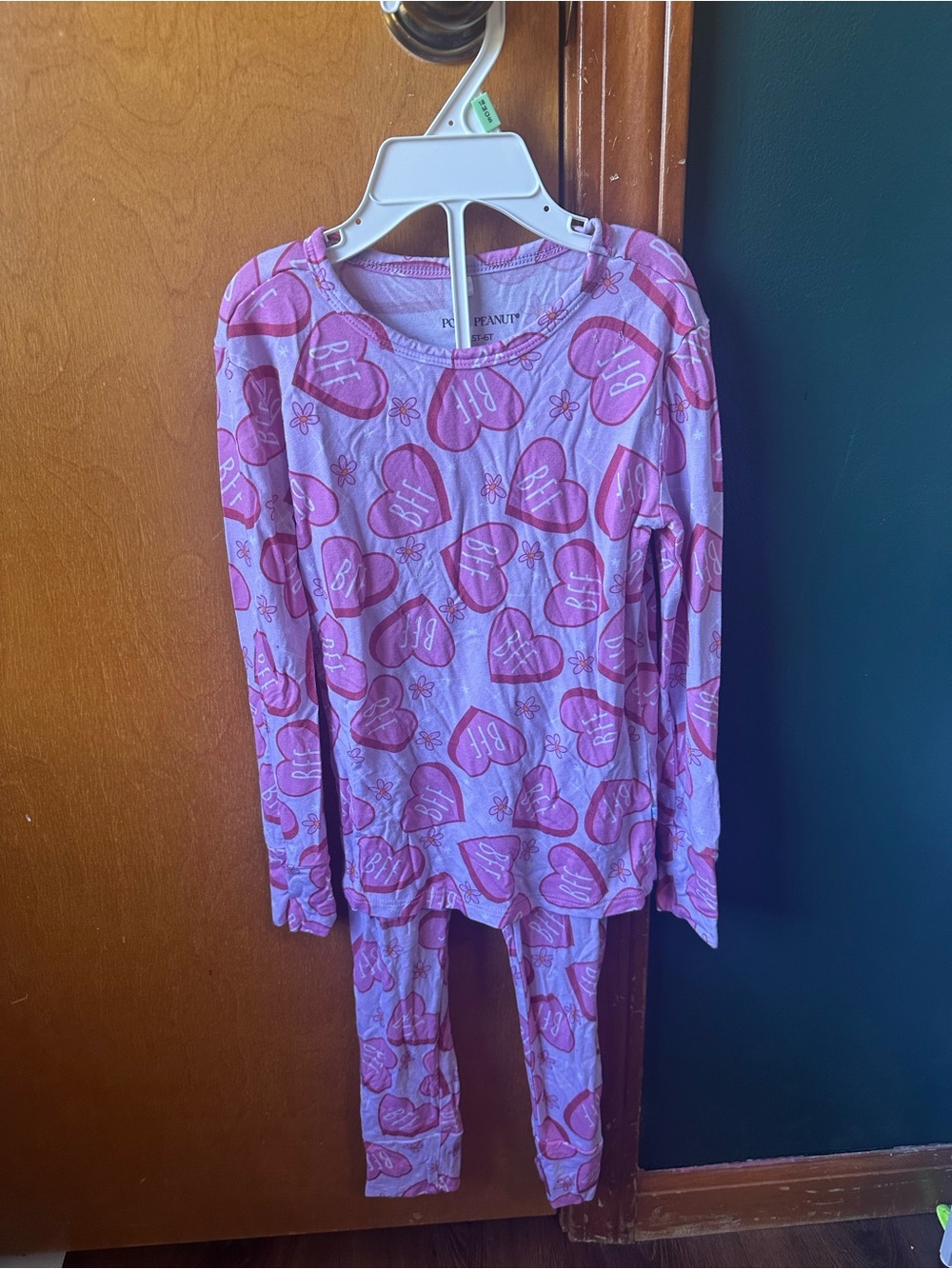 Posh Peanut Pink Heart Print Kids Pajama Set